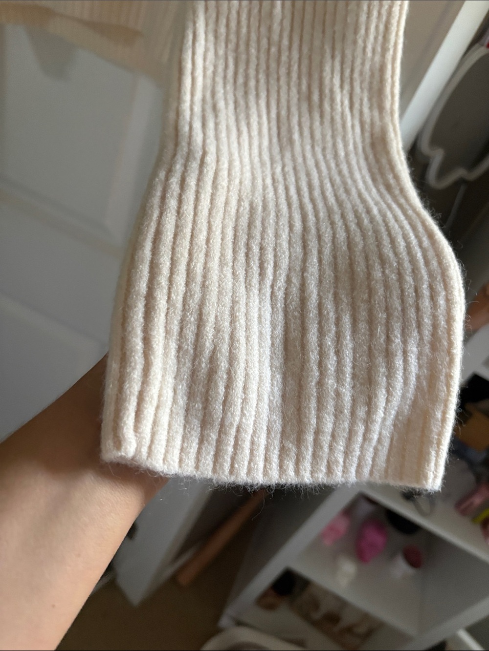 SHEIN Ribbed V-Neck Cropped Sweater - Cream - Picture 2 of 3